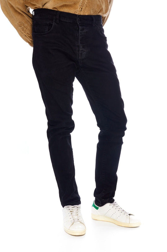 CARHARTT WIP Jeans Black Denim Cotton Mens Straight Leg Stretch Pants Size 33x32