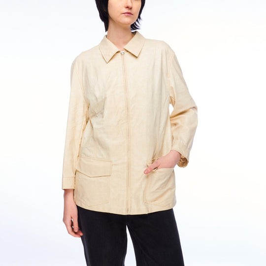 TRUSSARDI Jeans Full Zip Jacket Ivory Beige Women's Size 46