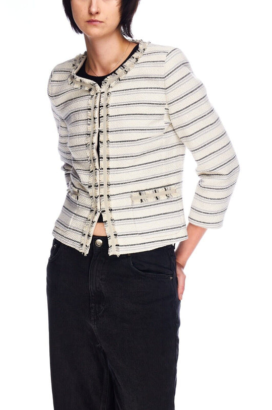 MAX MARA Weekend Blazer Jacket White Stripes Women's Unlined Size ~40