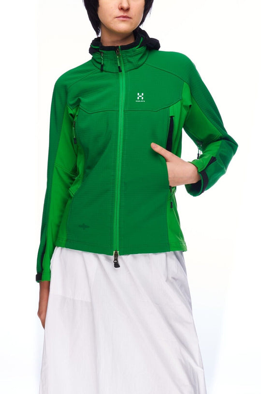 HAGLOFS Hooded Jacket Green Women's Windbreaker Size 36