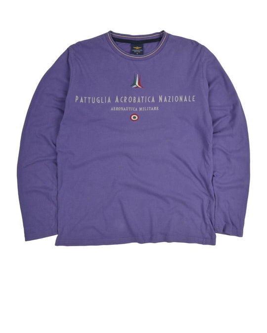 AERONAUTICA MILITARE Long Sleeve T-Shirt Purple Logo Cotton Women's Top Size 14