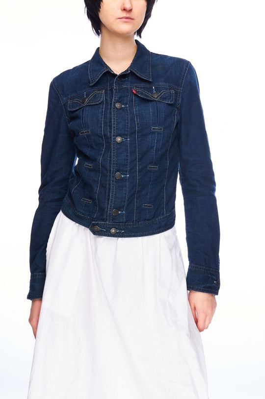 LEVI'S Trucker Jacket Navy Denim Cotton Women's Size S