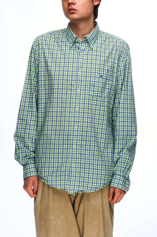 GANT Shirt Green Check Cotton Men's Button Down Size L
