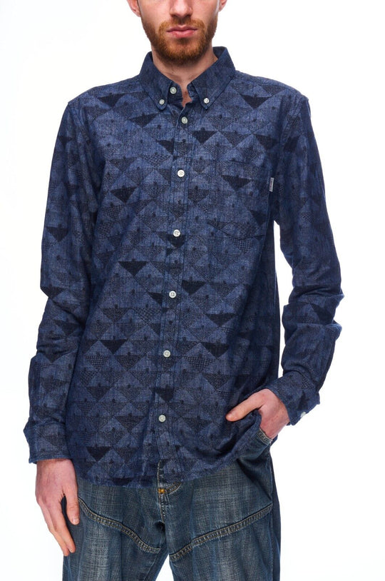 CARHARTT Shirt Navy Cotton Men's Button Down Size L