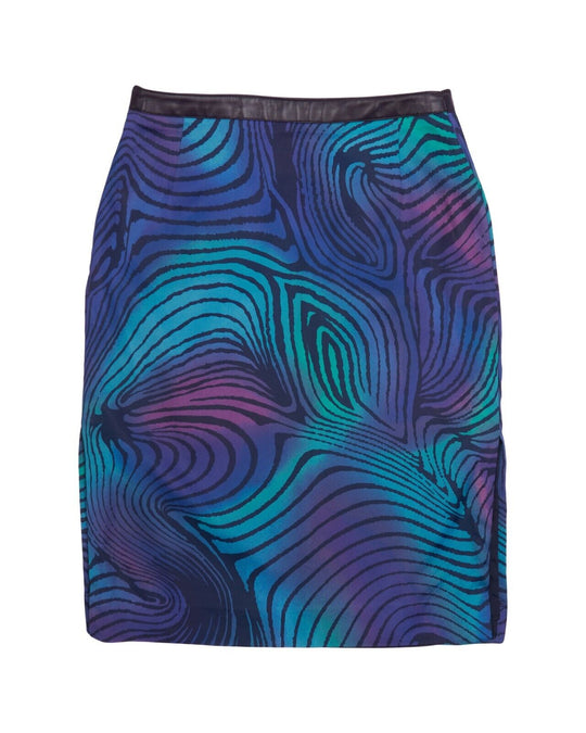 VERSACE JEANS COUTURE Skirt Blue Paint Womens Leather Details Size 30 / 44