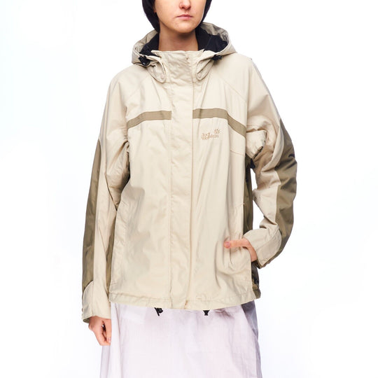 JACK WOLFSKIN Texapore Hooded Jacket Beige Gray Women's Outdoor Size 16 UK / L