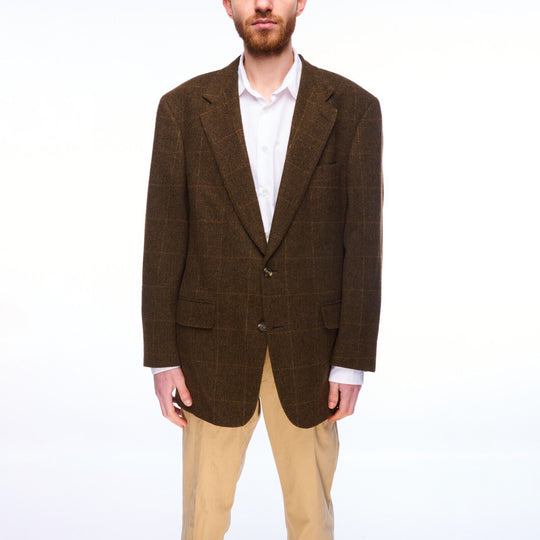 BROOKS BROTHERS Blazer Brown Check Camelhair Men's Jacket Size ~ 54 IT