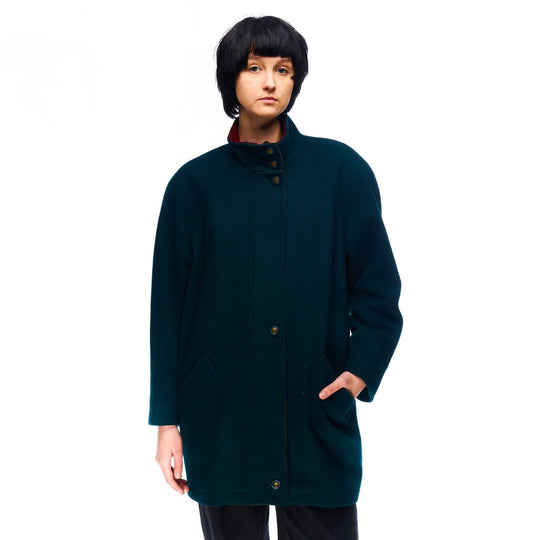 Vintage MACKINTOSH Coat Green Wool Women's Raglan Sleeve Jacket Size 8 US
