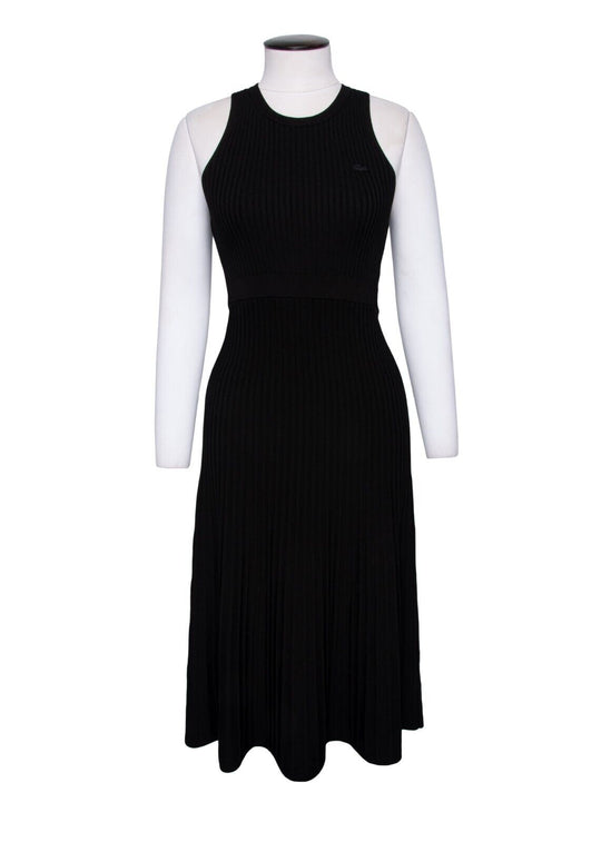 LACOSTE Live Long Dress Black Viscose Women's A-Line Stretch Size 38
