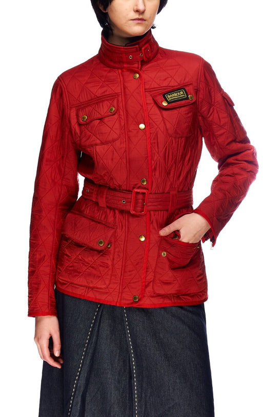 BARBOUR International Polarquilt Belted Jacket Red Womens Size 8 US / 12 UK / 38