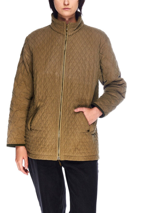 BARBOUR Lulworth Quilt Long Jacket Beige Womens Size UK 16 / US 12