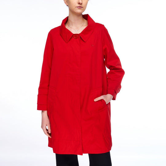 LACOSTE Jacket Red Cotton Women's Trench Coat Cloak Size 42
