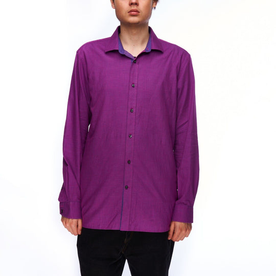 TED BAKER LONDON Shirt Purple Cotton Men's Button Up Size 34