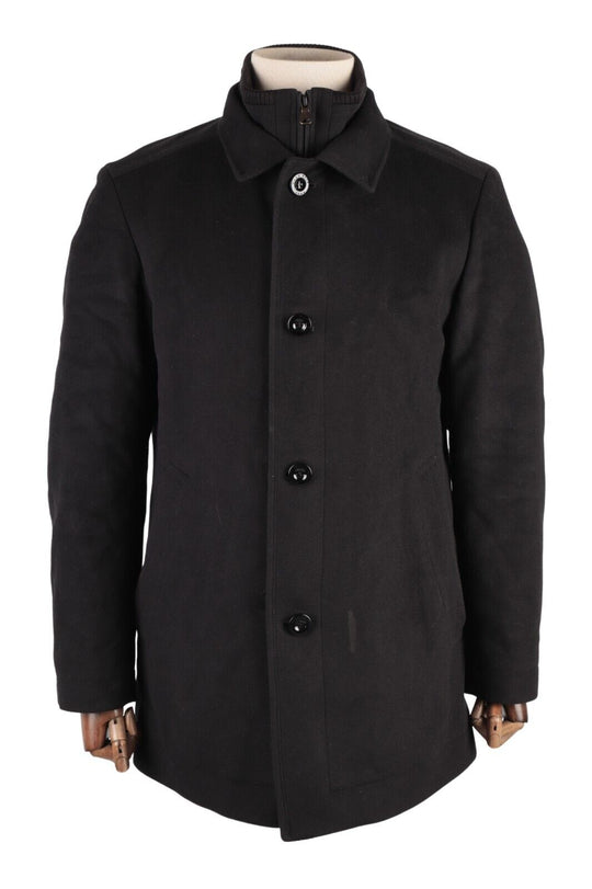 HUGO BOSS Coxtan1 Coat Black Wool Cashmere Men's Single Breasted Jacket Size 48