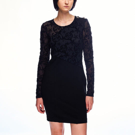 VERSACE Jeans Dress Transparent Tattoo Geometric Sleeves Size 34