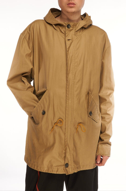 LEVI'S Hooded Jacket Khaki Beige Cotton Men's Parka Size XL