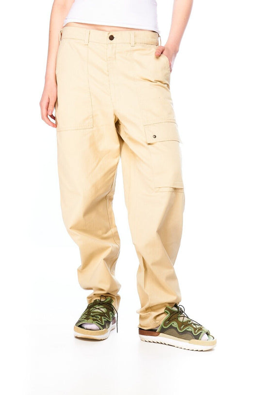 Vintage LEVIS Work Pants Beige Cotton Mens Straight Leg Trousers Size ~ 34