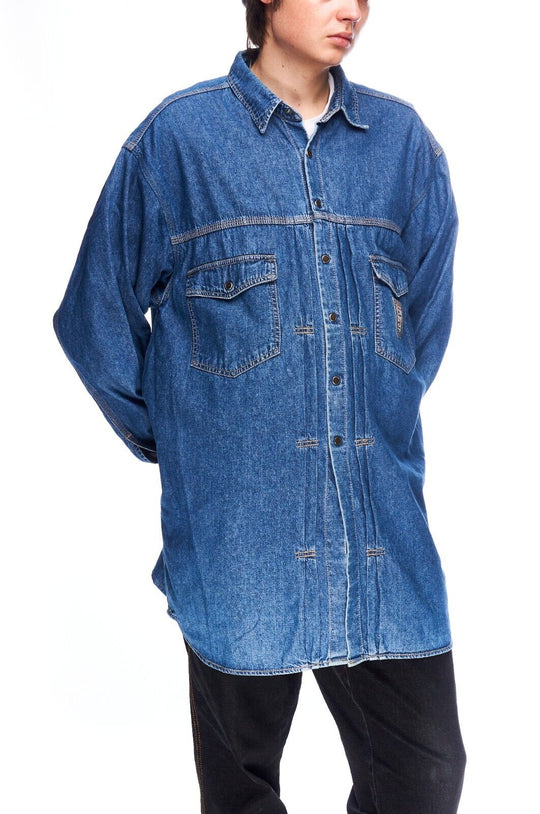 Vintage LEVI'S Shirt Blue Denim Cotton Men's Button Up Size XL