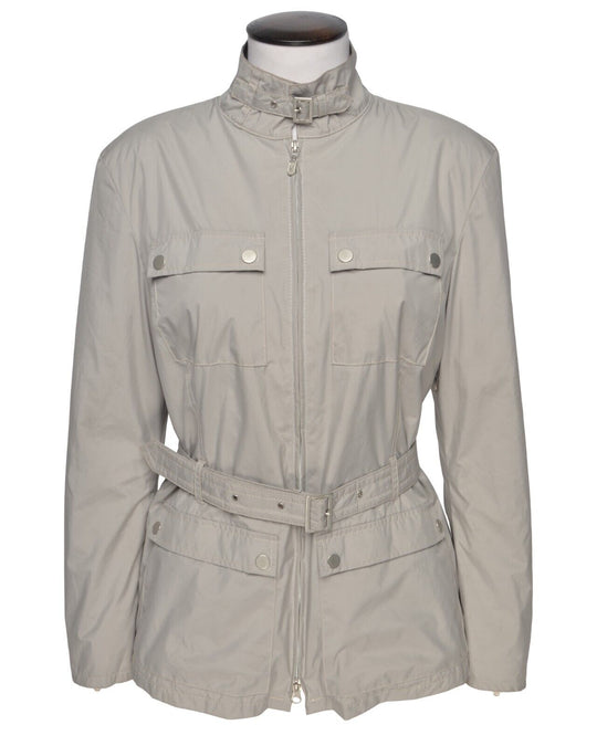 BELSTAFF Belted Moto Jacket Gray Nylon Women's Multipocket Size 48