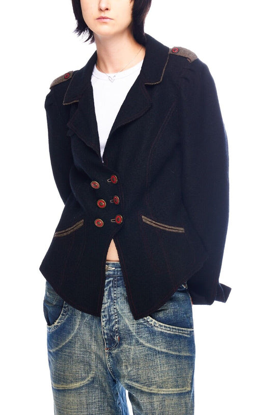 TOSTMANN Country Jacket Black Wool Women's Double Breasted Blazer Size 46