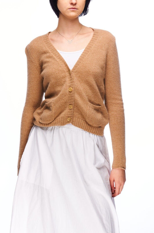 ALLUDE Cardigan Beige Cashmere Women's Knit Sweater Size S