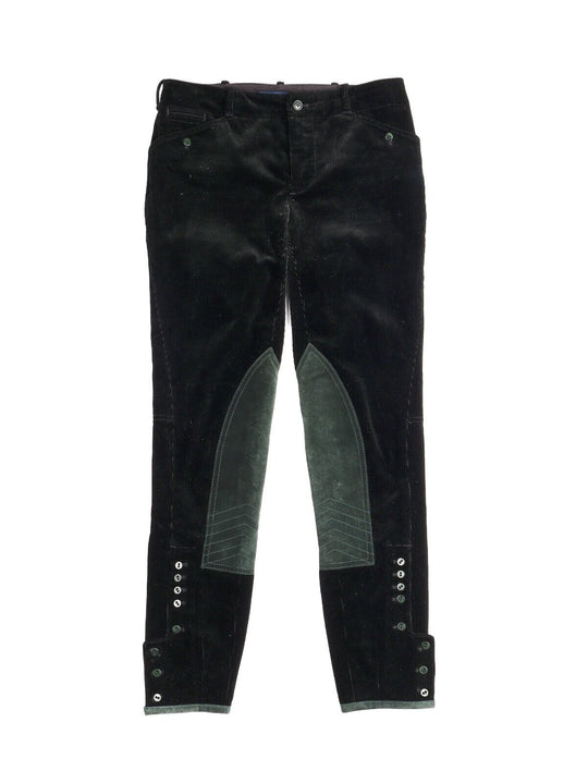 RALPH LAUREN Equestrian Pants Green Velv Cotton Womens Trousers Size 4 US