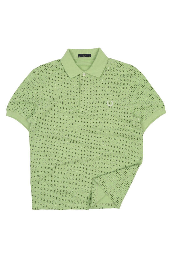 FRED PERRY Polo Shirt Green Pique Cotton Men's Polka Dot Size 38