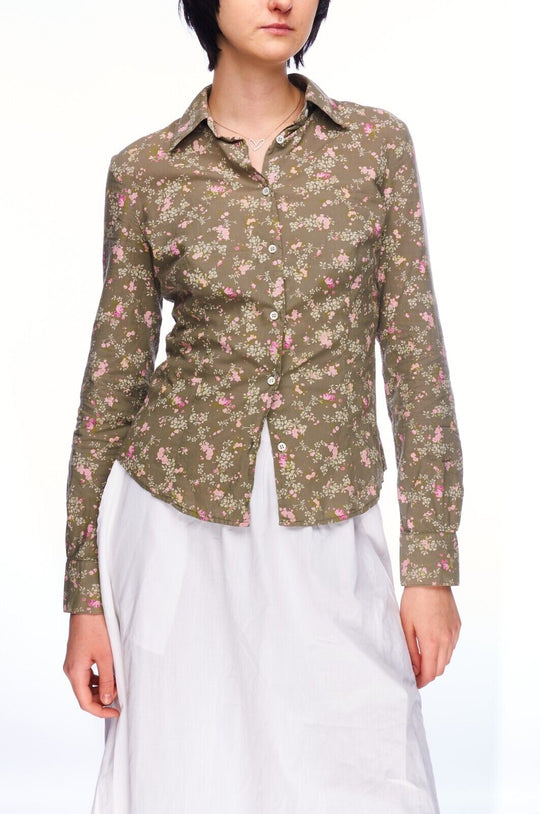 ALEXANDER MCQUEEN Shirt Multicolor Floral Print Cotton Women's Top Size 38