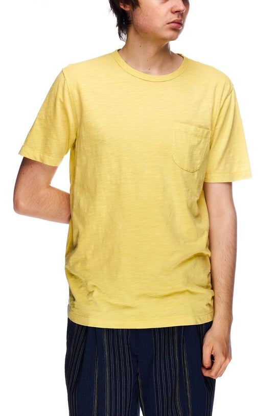 YMC Yellow Cotton Short Sleeve Pocket Mens T-Shirt Size M