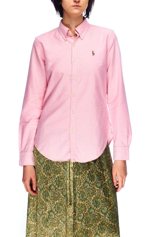 RALPH LAUREN Shirt Pink Cotton Women's Button Down Slim Fit Size 8