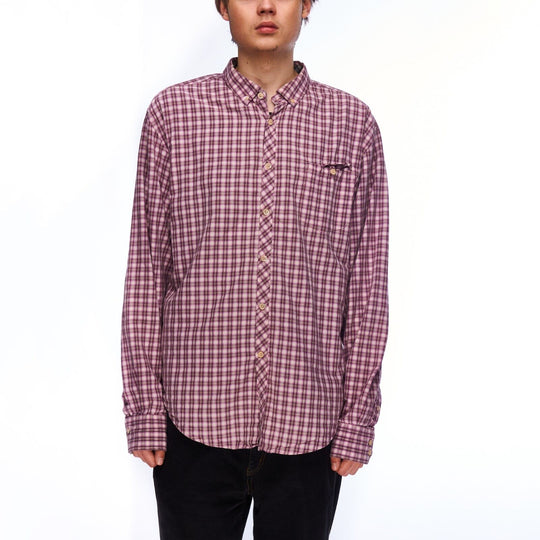 TED BAKER LONDON Shirt Pink Check Cotton Men's Button Down Size 6