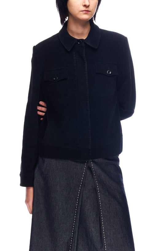 AQUASCUTUM London Jacket Black Cotton Women's Coat Size L