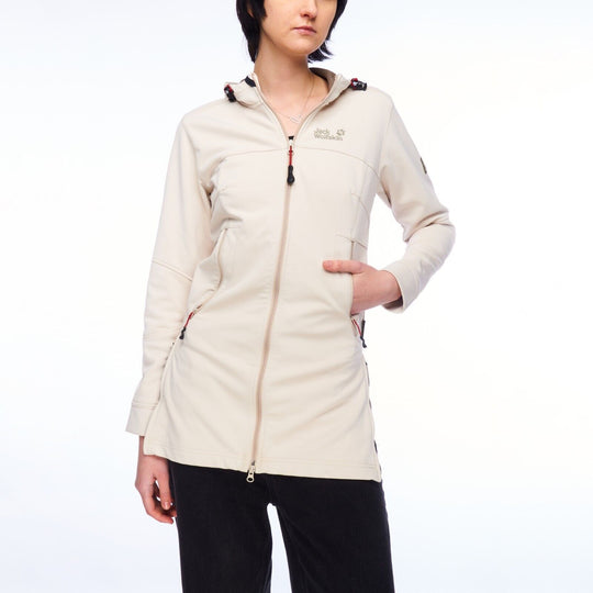 JACK WOLFSKIN Hooded Jacket Beige Women's Stormlock Softshell Outdoor Size XS