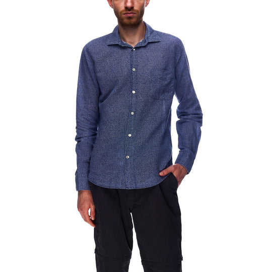 HARTFORD Shirt Blue Floral Cotton Linen Mens Button Down Size S