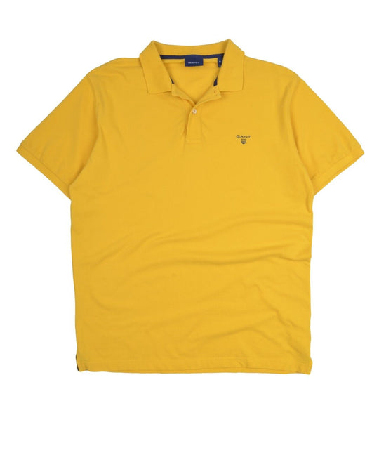 GANT Polo Shirt Yellow Pique Cotton Men's Short Sleeve Size XL