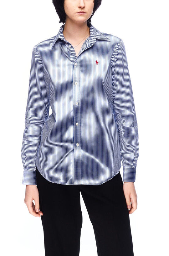 POLO RALPH LAUREN Shirt Blue Stripes Cotton Women's Button Up Size 6