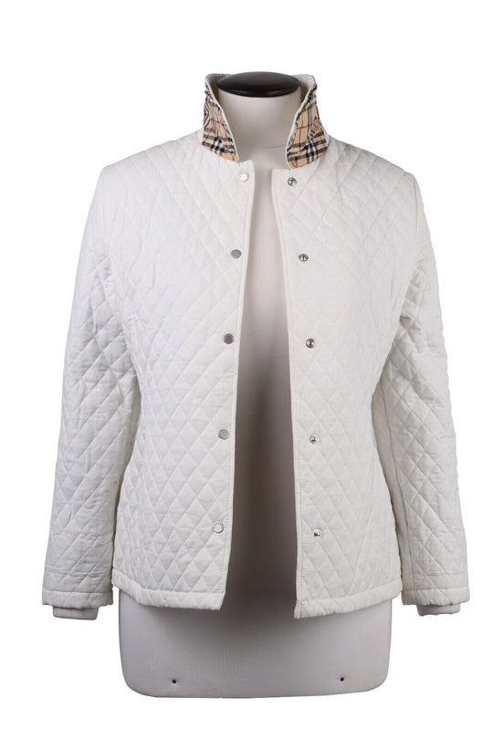BURBERRY Quilted Jacket White Cotton Girl's Nova Check Lining Size 14 Y / L