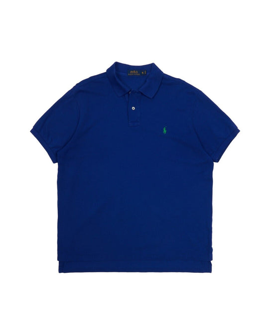 RALPH LAUREN Polo Shirt Blue Pique Cotton Men's Short Sleeve Size XL