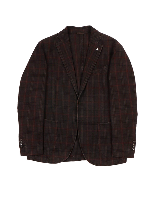 L.B.M. 1911 Blazer Brown Check Cotton Mens Sport Coat  Size 50 IT / 40 UK