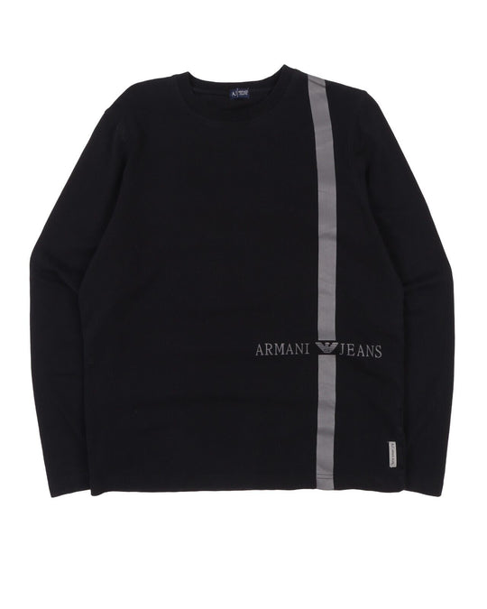 ARMANI JEANS Longsleeve Black Cotton Men's Pullover Size M