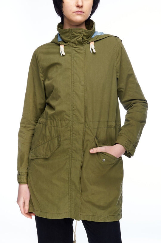 LEVIS Hooded Jacket Olive Green Cotton Women's Parka Size S