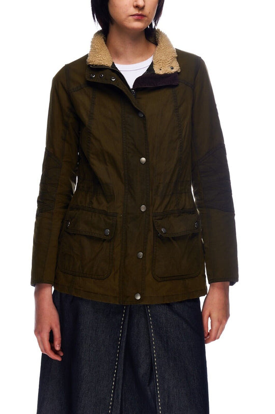 BARBOUR Jacket Olive Green Wax Cotton Women's Size 10 UK / 6 US / 36