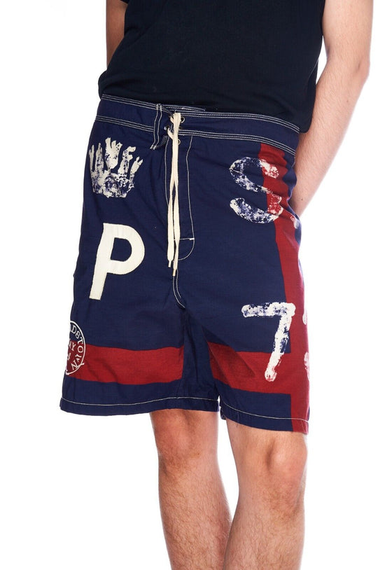 POLO RALPH LAUREN Swim Shorts Navy Cotton Nylon Men's Bermuda Trunks Size 38