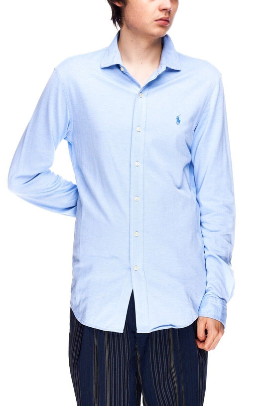 POLO RALPH LAUREN Knit Dress Shirt Blue Men's Slim Fit Size M