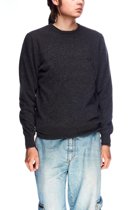 Vintage FRED PERRY Sweatshirt Gray Wool Mens Crew Neck Sweater Size L
