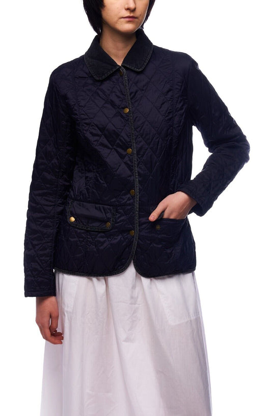 BARBOUR Liddesdale Quilt Jacket Navy Women's Snaps Size 14 UK / 10 US / 40
