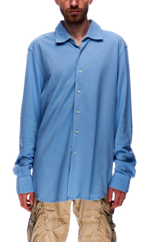 DORIANI Shirt Blue Cotton Men's Button Up Size 2XL