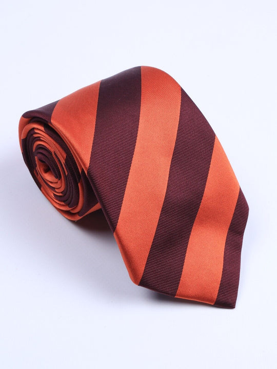 CHARLES TYRWHITT Tie Silk Orange Red Striped Mens Necktie