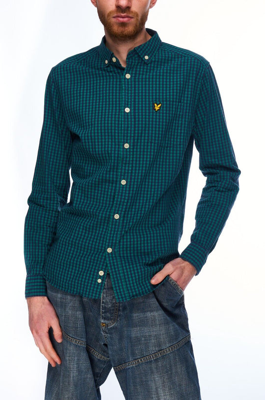 LYLE & SCOTT Shirt Green Check Cotton Men's Button Down Size S