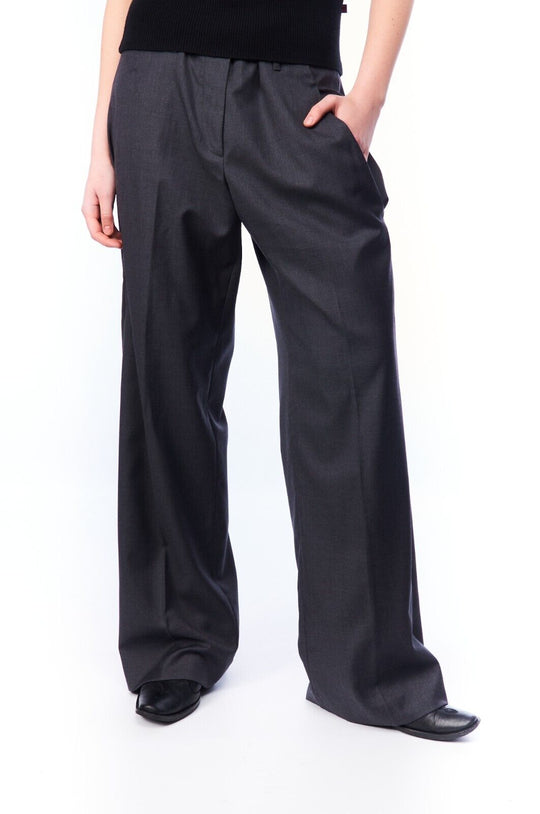 GUNEX Dress Pants Gray Wool Women's Wide Leg Trousers Size 46